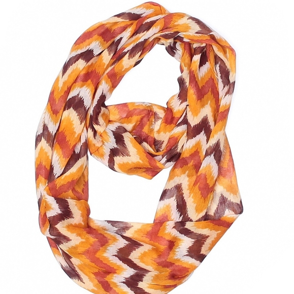 Accessories - Orange Brown & Fuchsia Chevron Circle Scarf